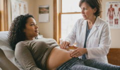 clinic examination postpartum abdomen