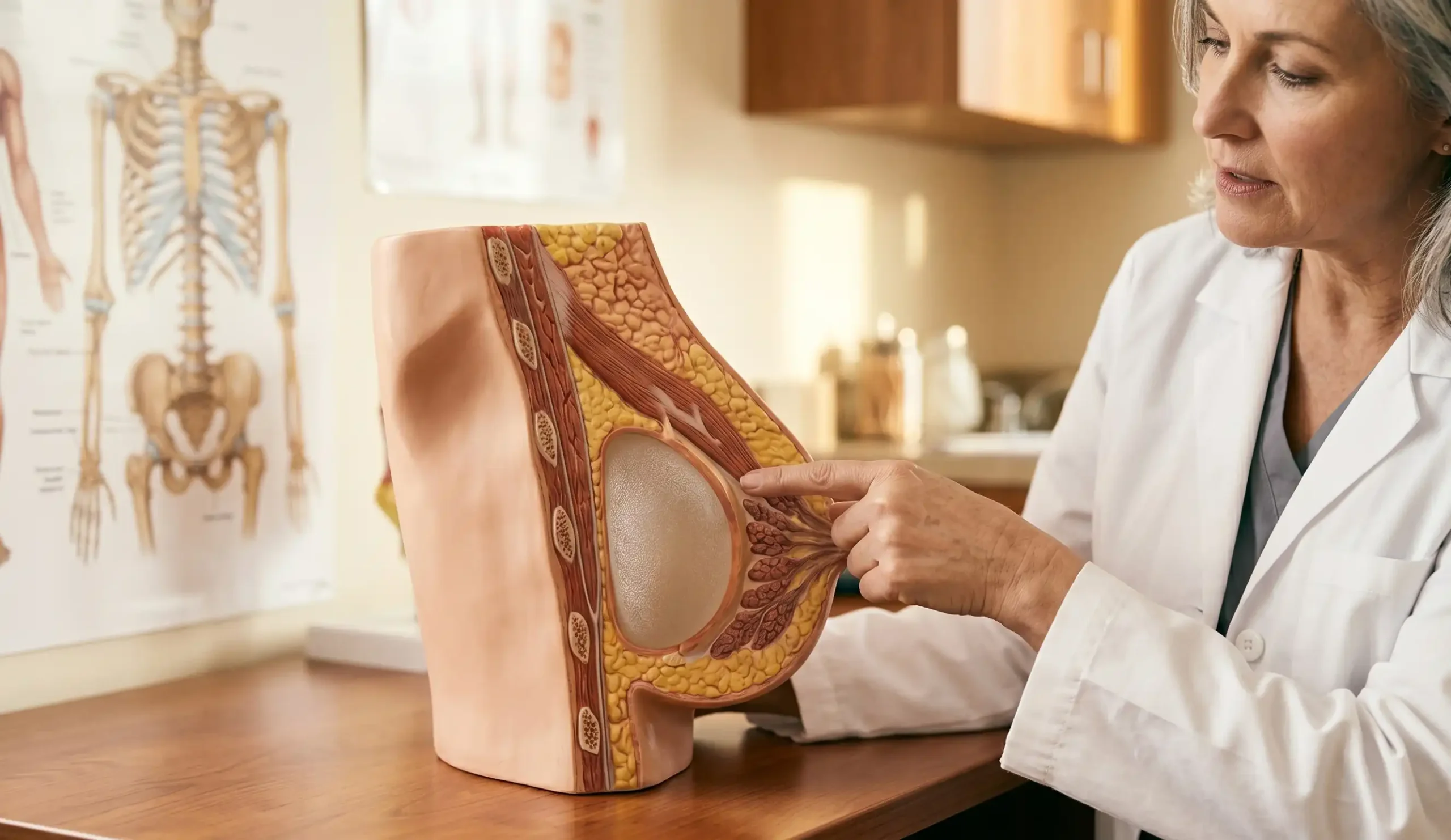 anatomical 3d model allergan implants pointing