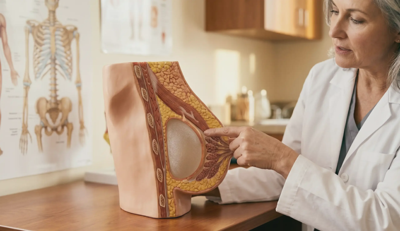 anatomical 3d model allergan implants pointing