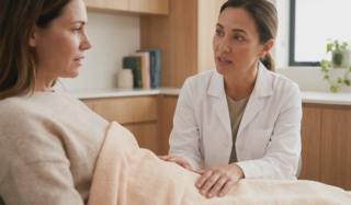 surgeon discussing risks with patient before surgery