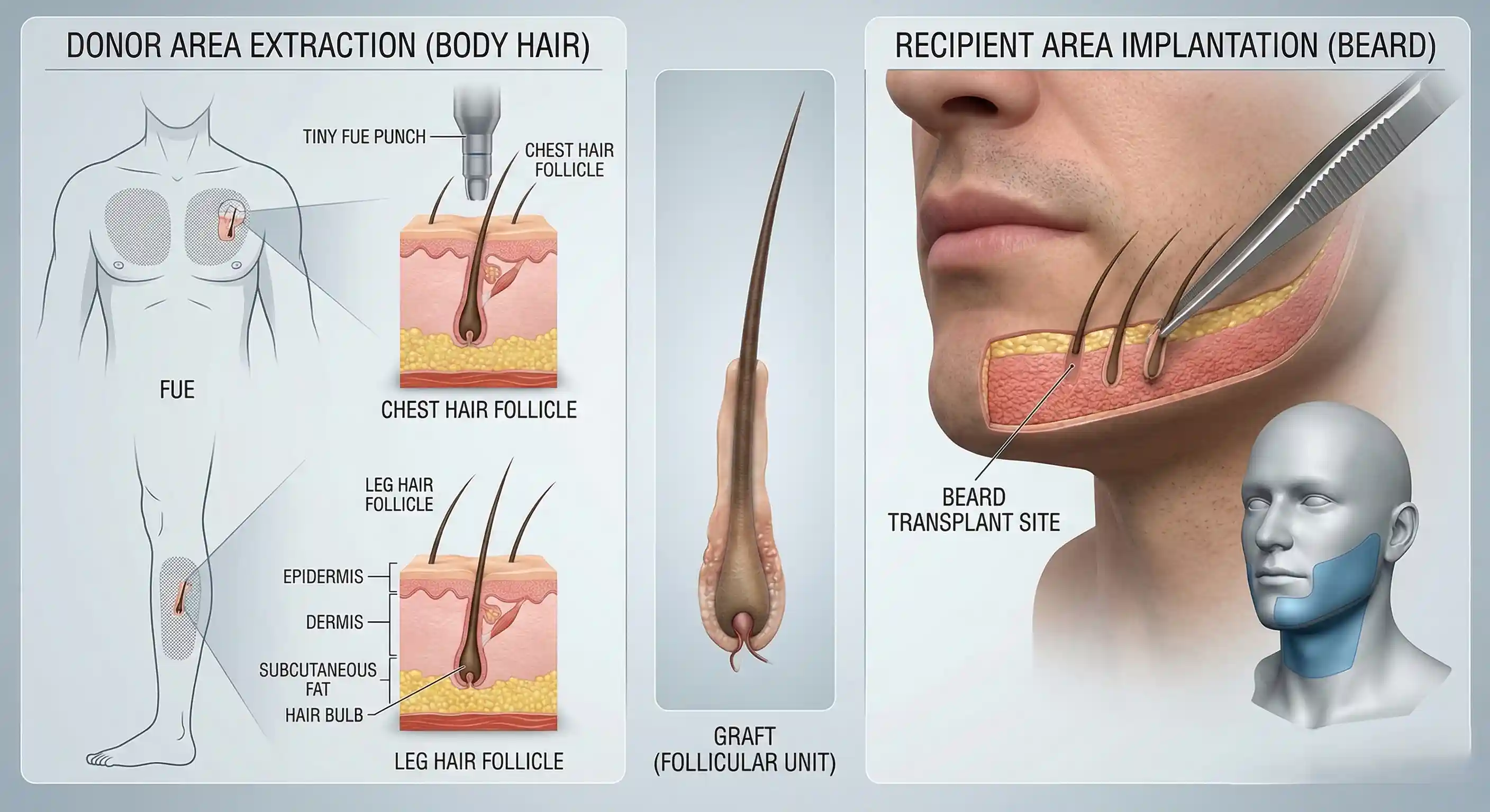 anatomical 3d model follicle harvesting sites