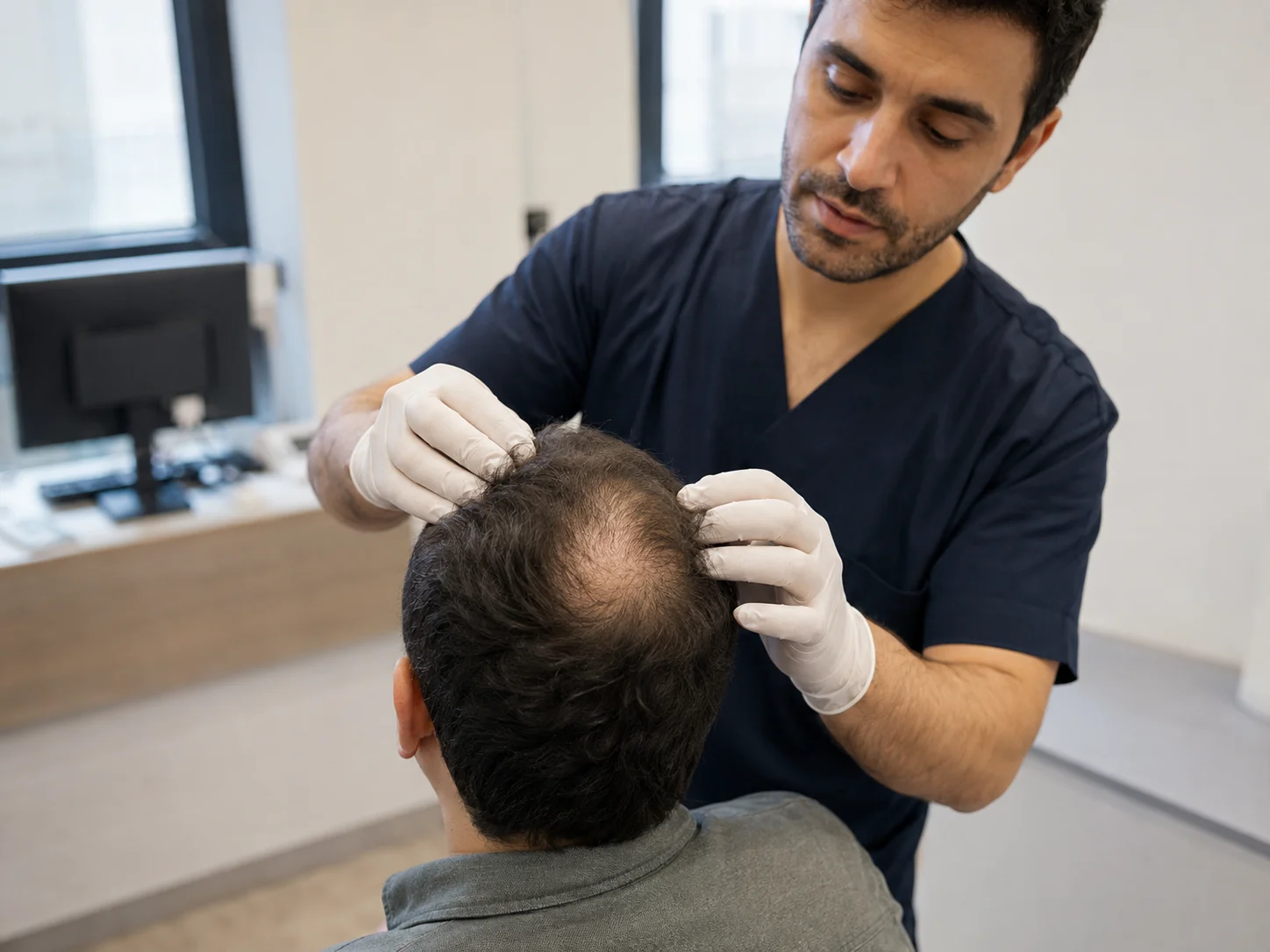 hair transplant crown hair area of a patient