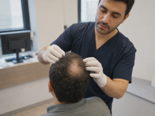 hair transplant crown hair area of a patient