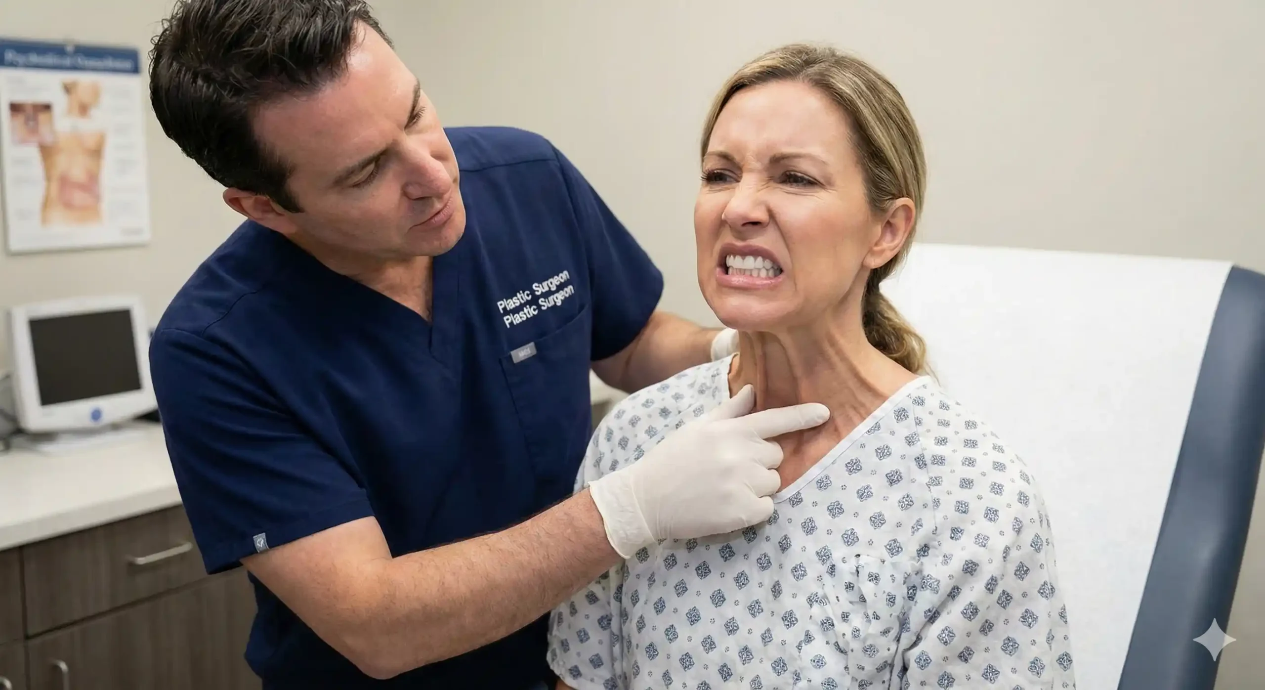 surgeon performing platysma grimace test