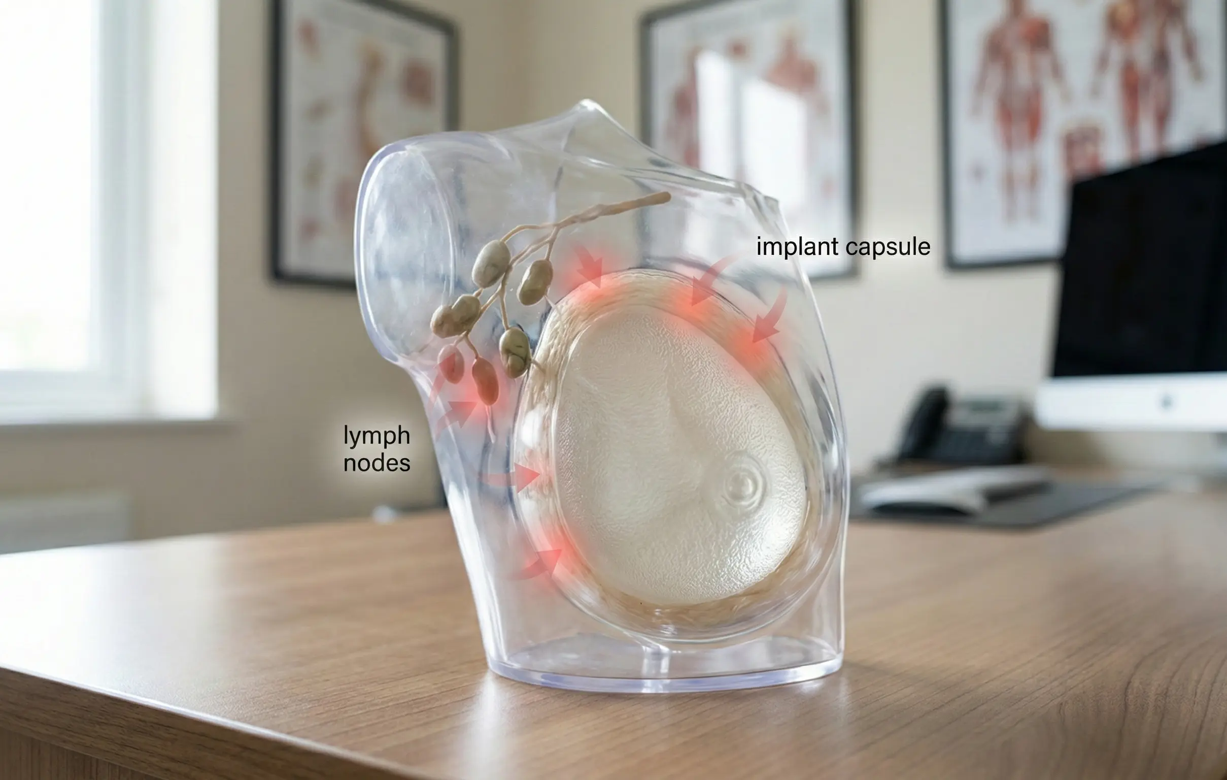 breast implant capsule lymph nodes anatomy model bia alcl