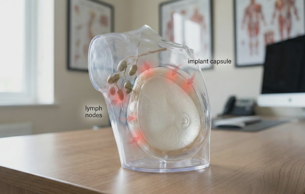 breast implant capsule lymph nodes anatomy model bia alcl