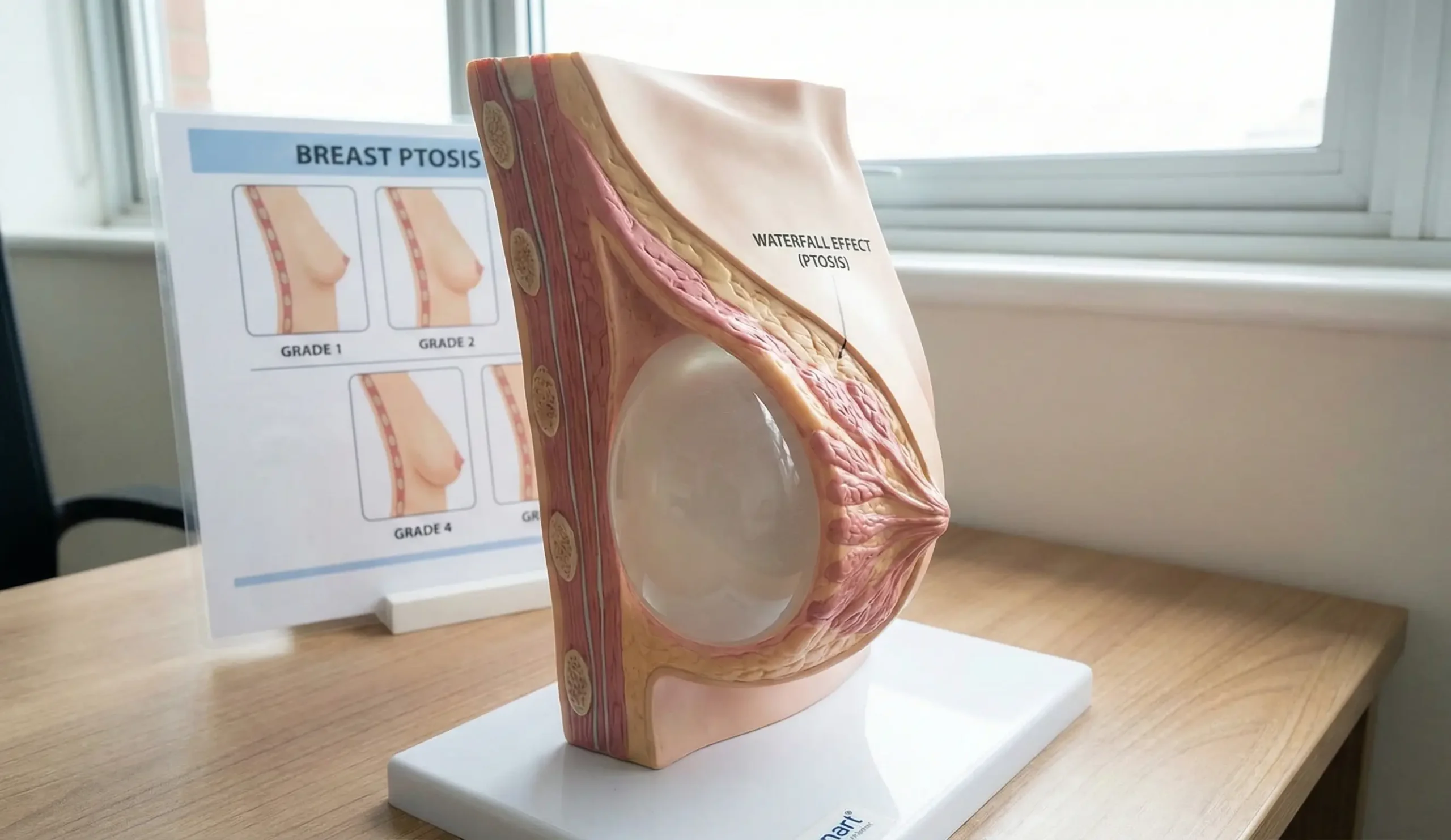 anatomical model breast ptosis waterfall effect