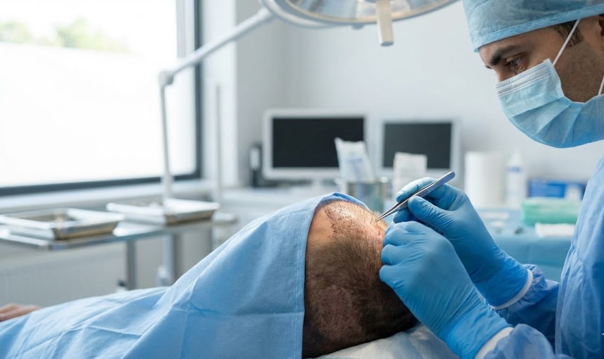 hair transplant surgery back view follicle placement