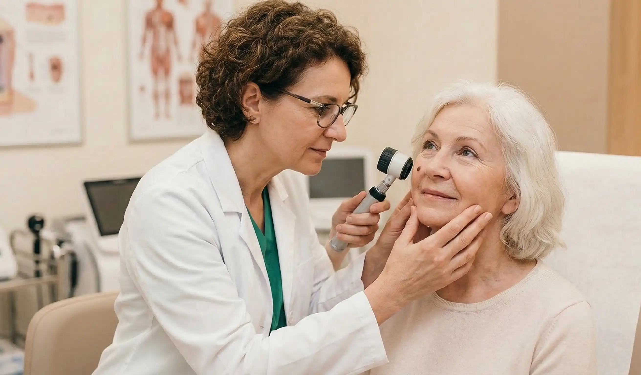 mole removal face safety dermatological examination