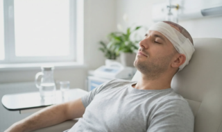 patient resting post surgery bandage