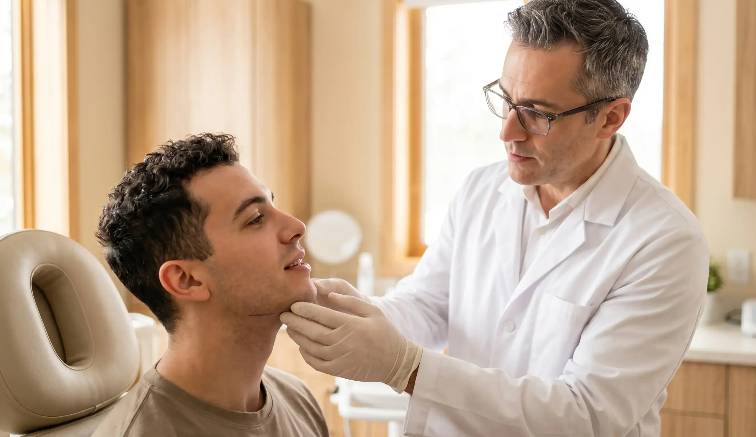 chin liposuction scar clinical exam