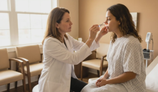 rhinoplasty post op examination doctor patient