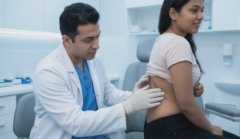 doctor examining 360 lipo patient skin smoothness