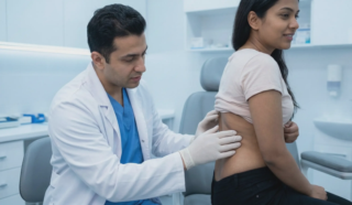 doctor examining 360 lipo patient skin smoothness