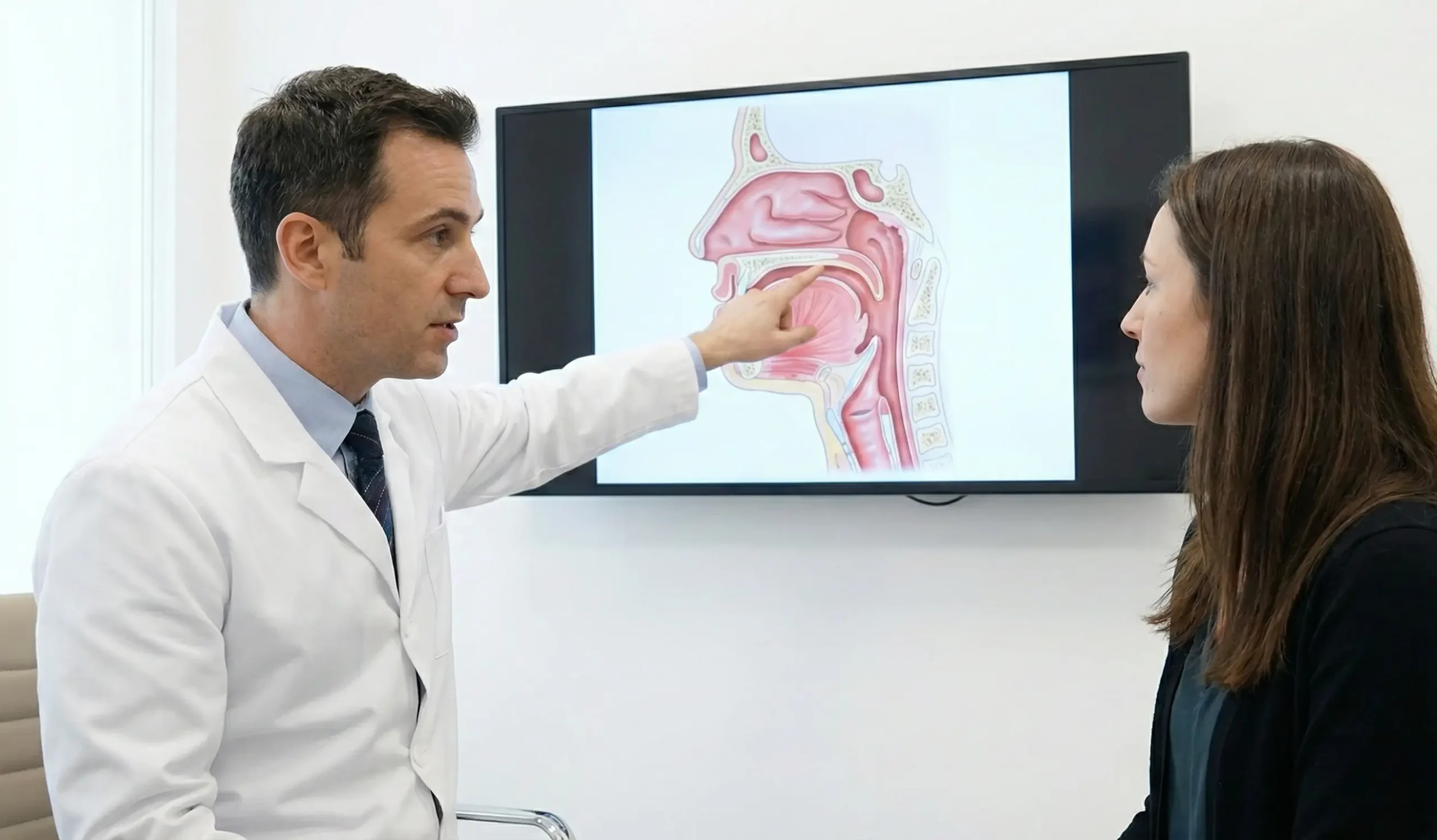 doctor explaining nasal anatomy to patient