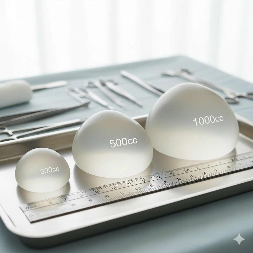 different size of breast implants