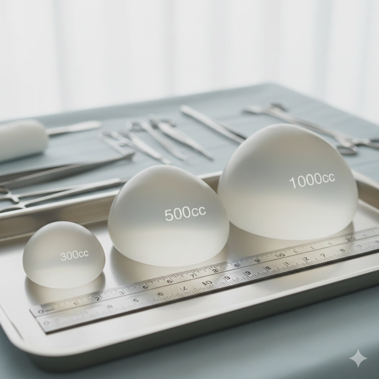 different size of breast implants