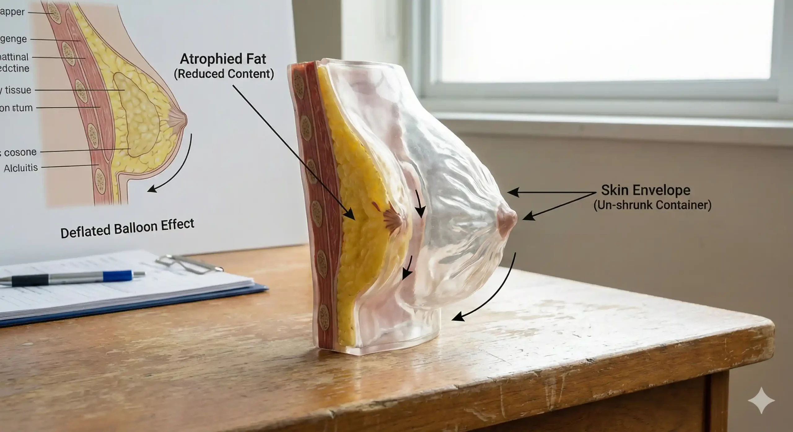 anatomical breast model deflated balloon effect