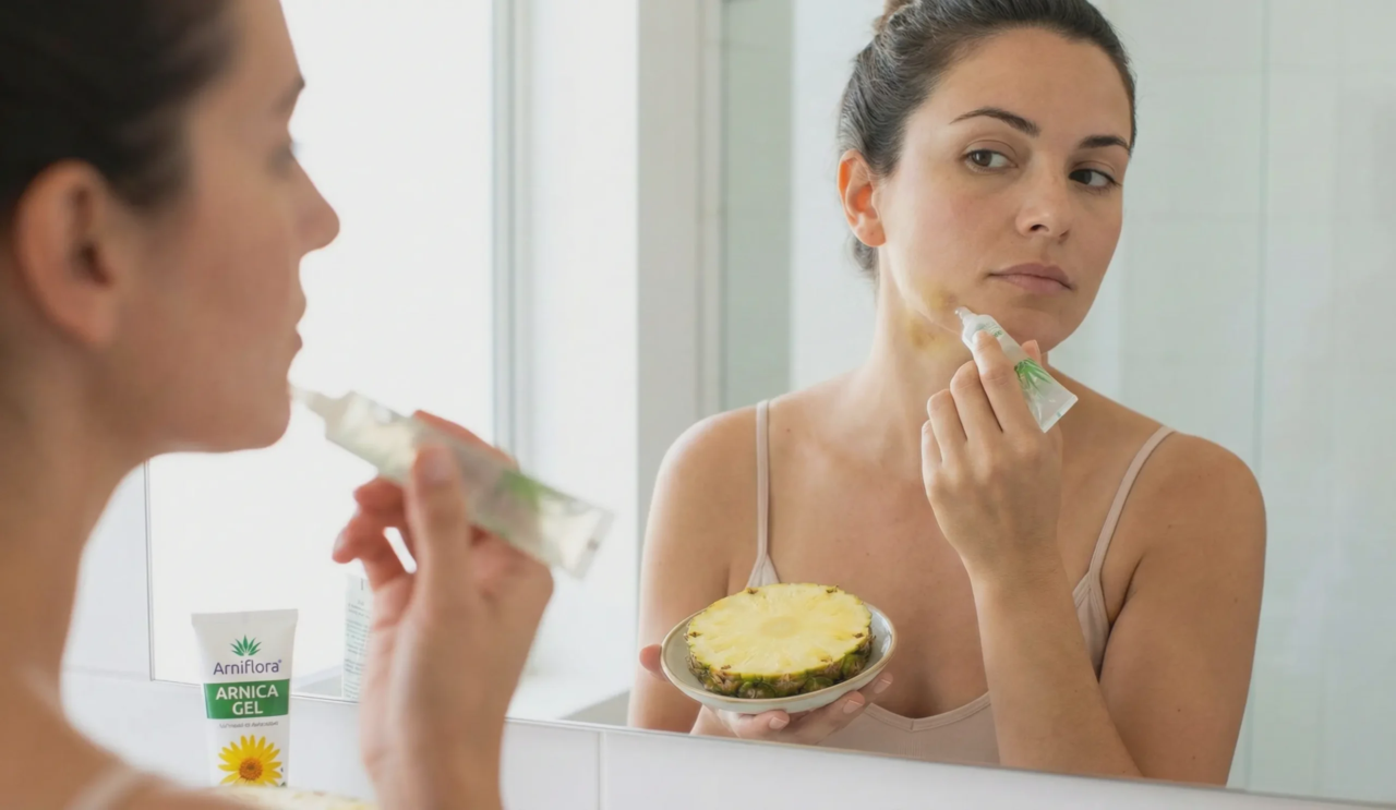 woman applying arnica gel home care