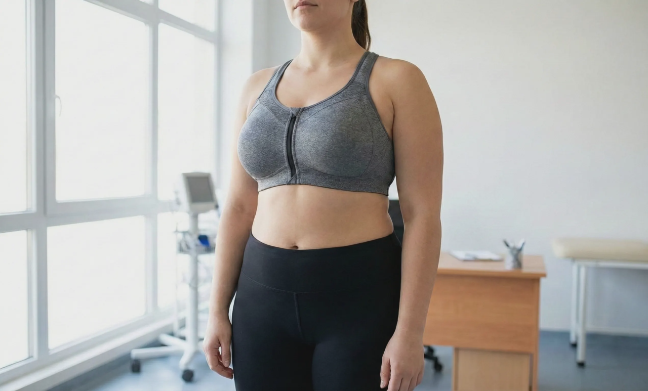 breast tissue consistent with macromastia