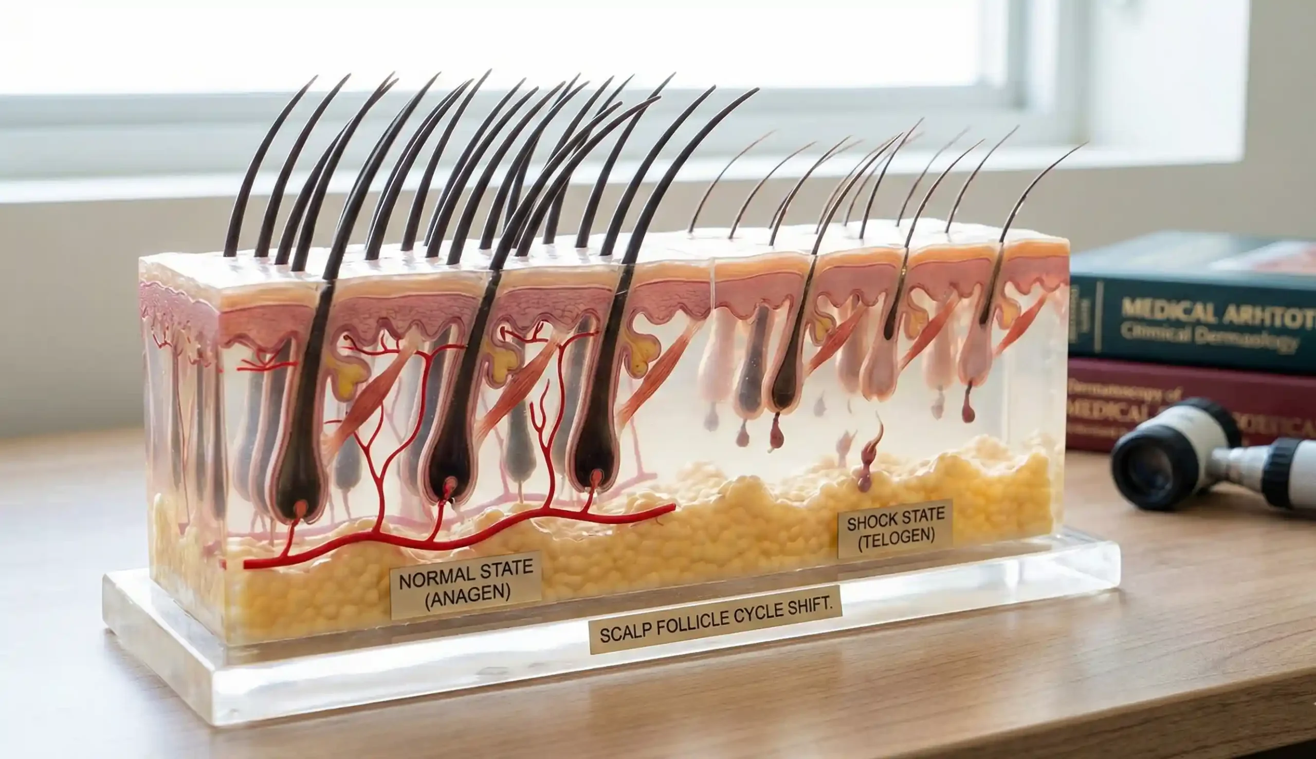 translucent scalp model anagen vs telogen effluvium