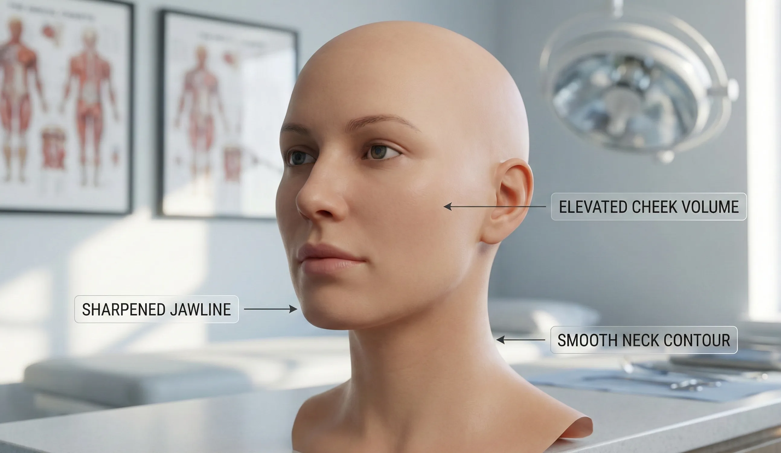 3d medical model showing long term facelift results 10 years post op
