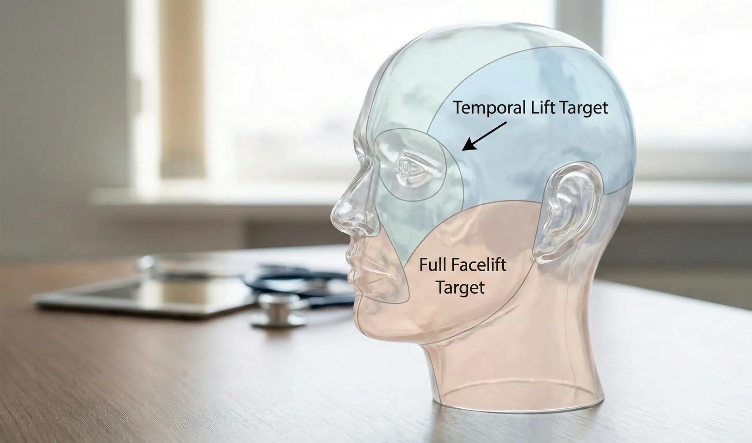 temporal lift vs full facelift anatomical zones