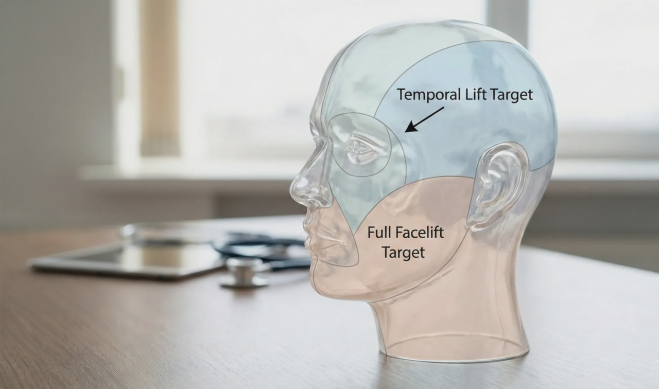 temporal lift vs full facelift anatomical zones