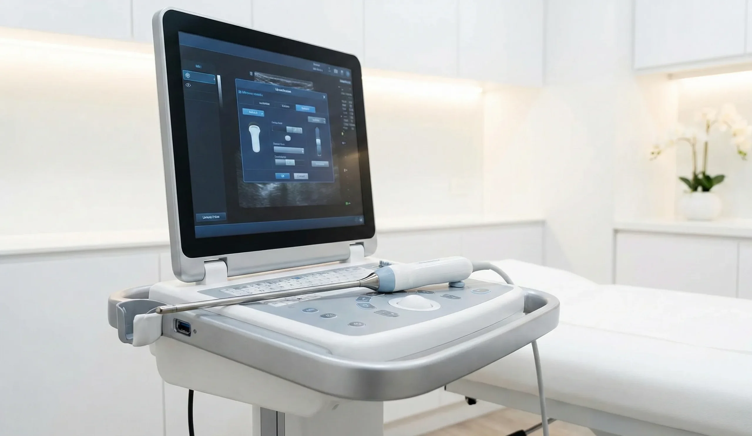 modern ultrasound liposuction device in clinic