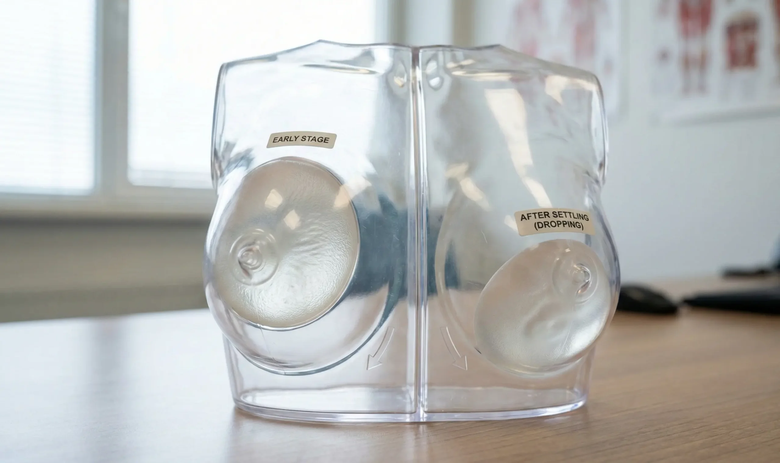 breast implant dropping stages anatomical model