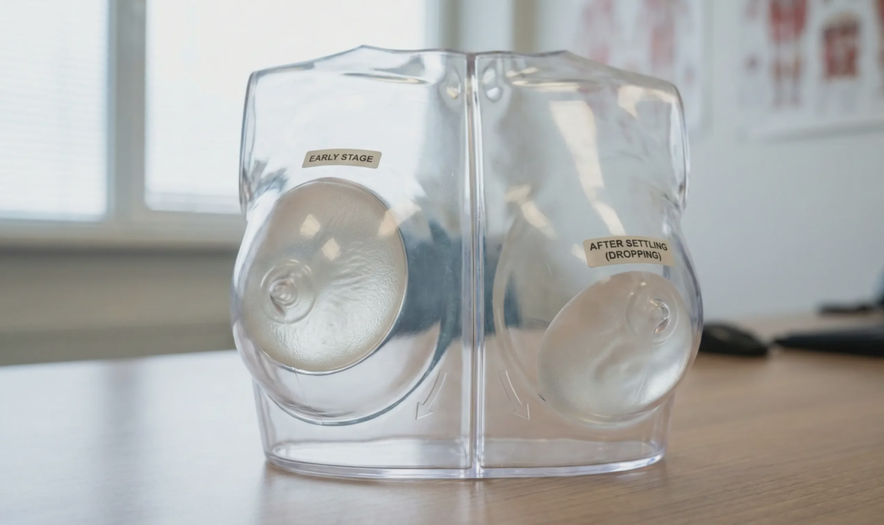 breast implant dropping stages anatomical model