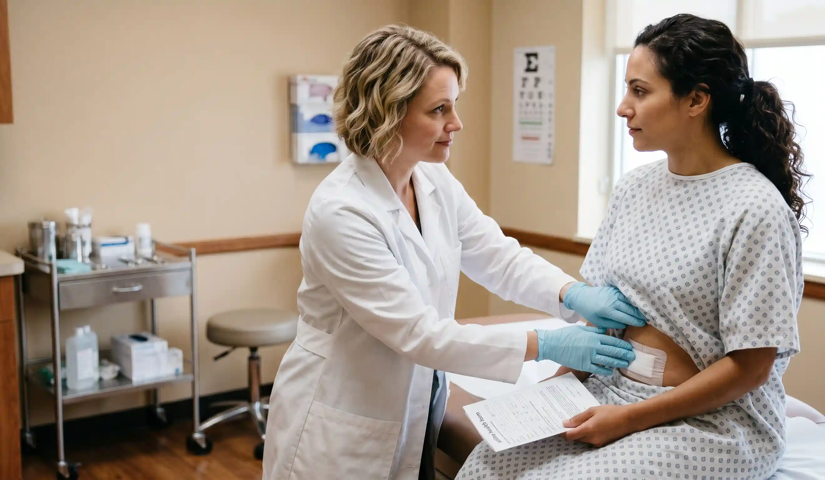 doctor performing post surgery check up on patient for flying