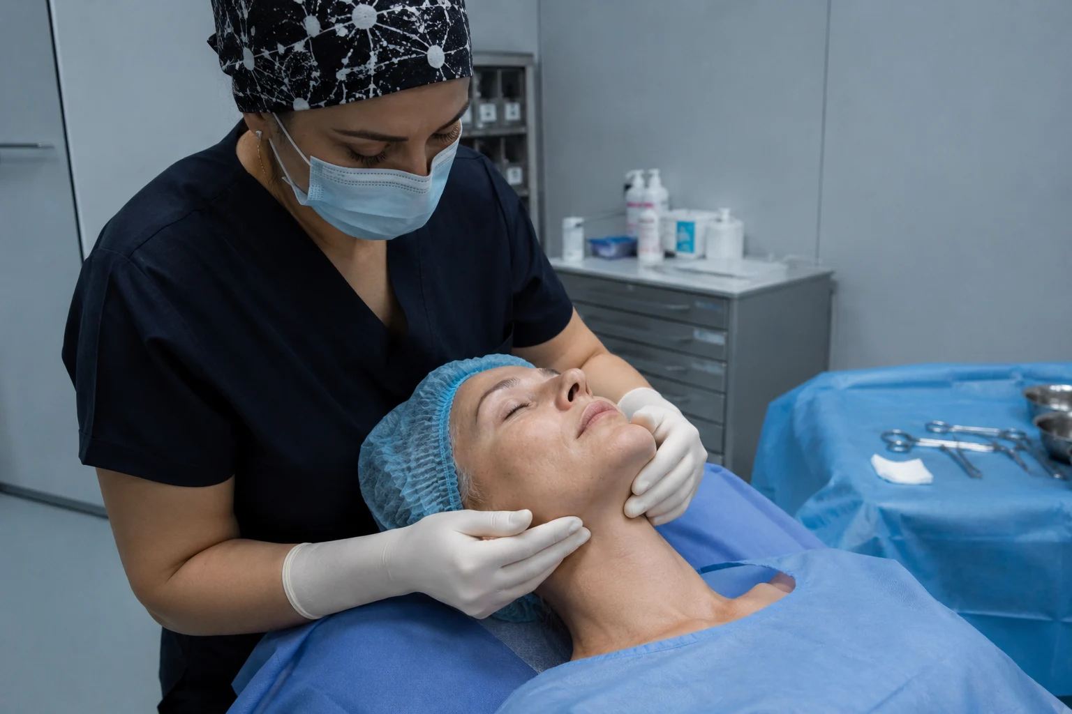 neck lift treatment room assessment