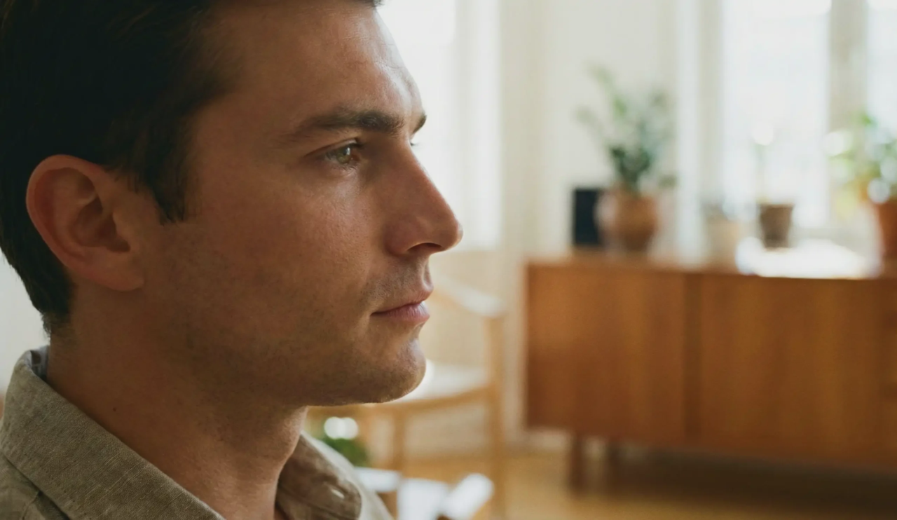 handsome man profile straight nose masculine brow