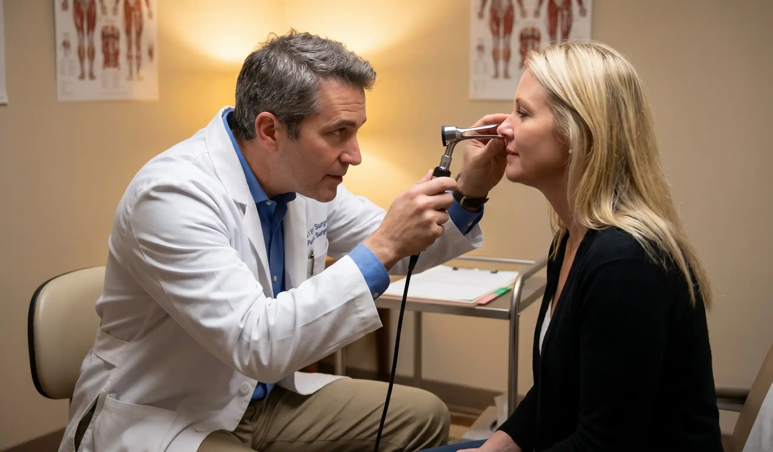 doctor examining patients nasal valve
