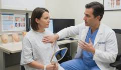 surgeon simulating breast lift after explant