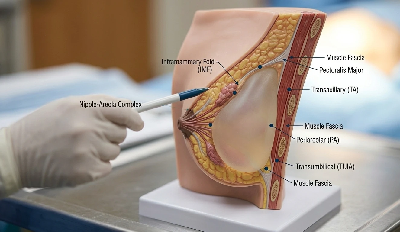 breast implant incision anatomical markers model