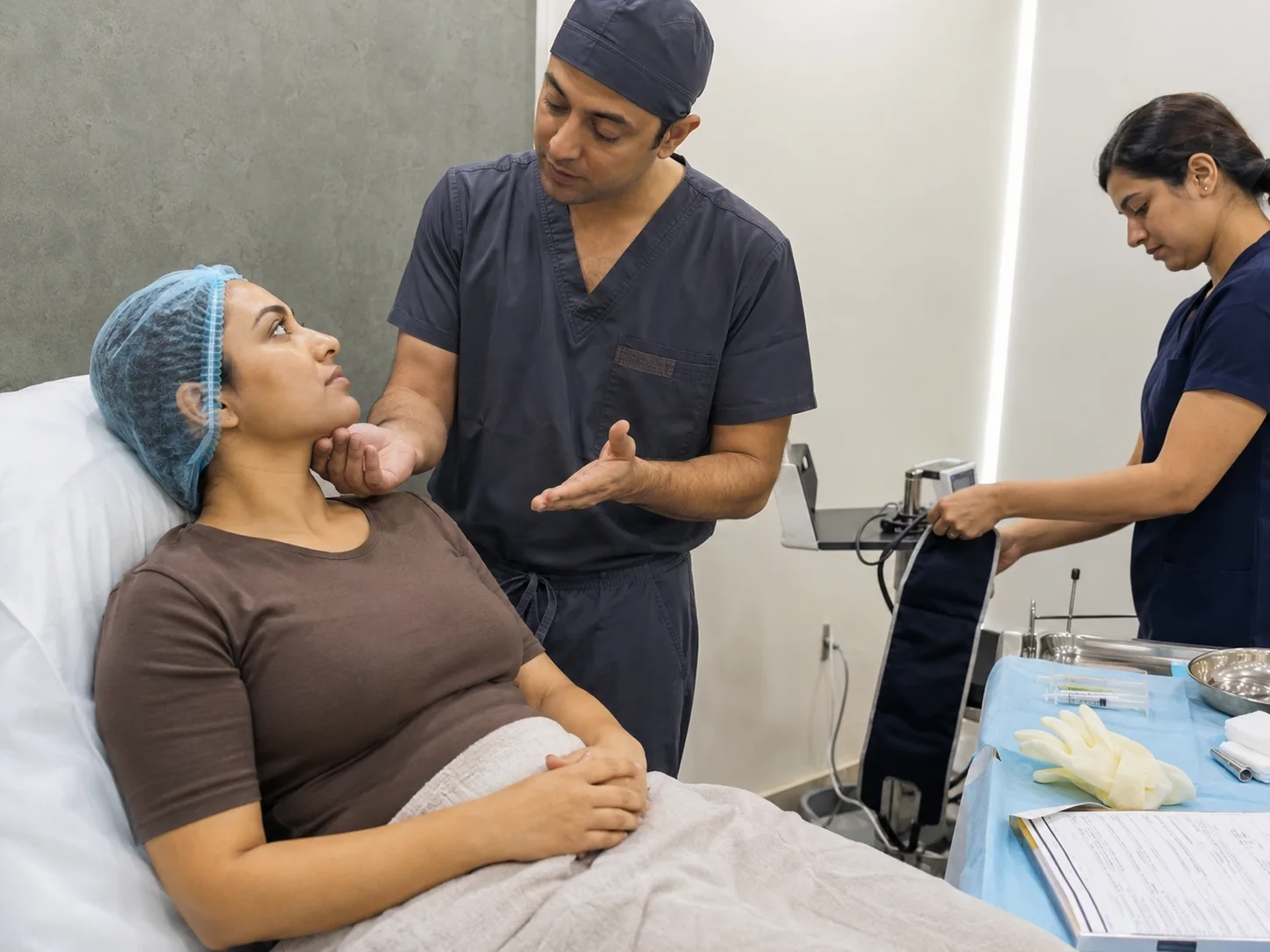 chin liposuction procedure room preparation