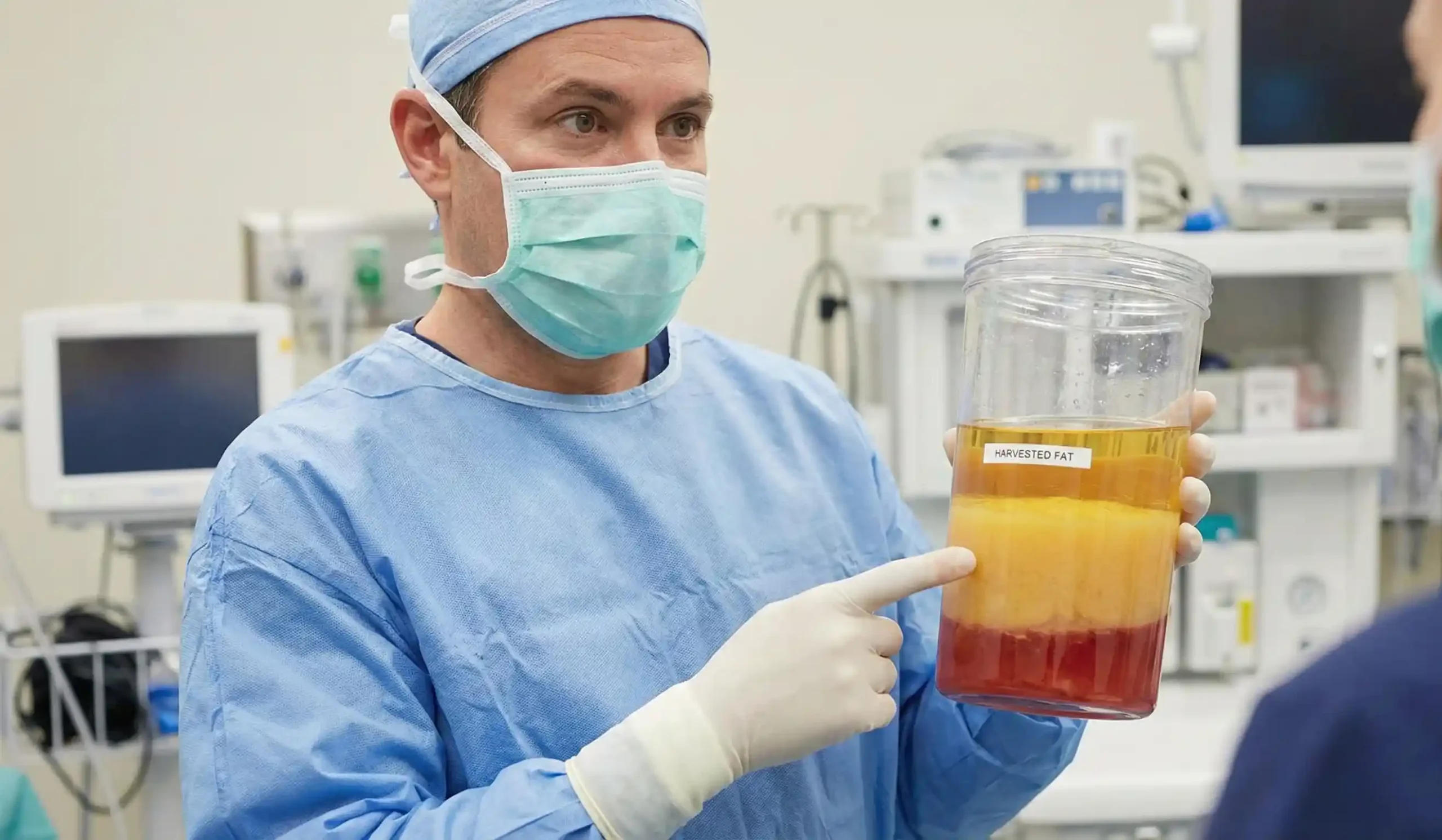 surgeon explaining harvested fat layers