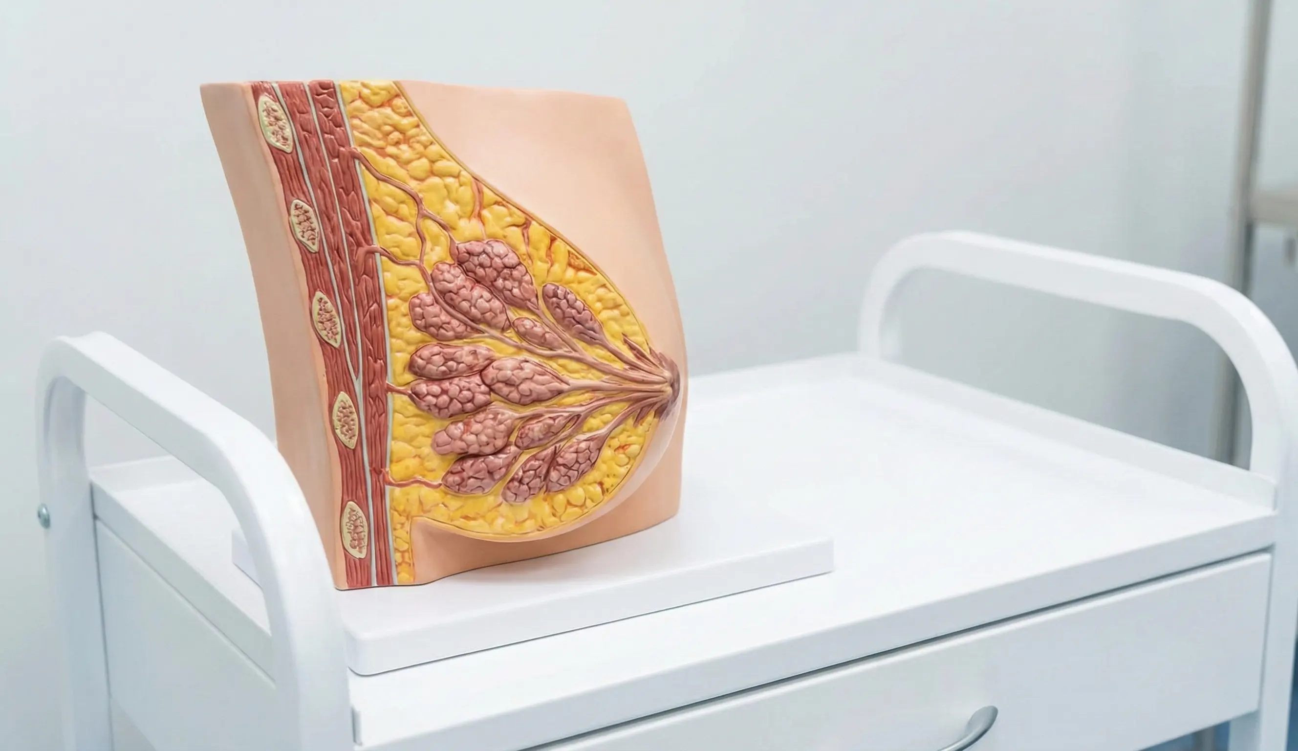 anatomical model female breast cross section on cart