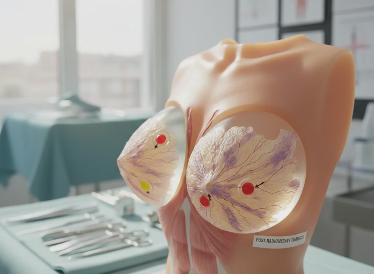 post radiotherapy breast implant anatomical model closeup