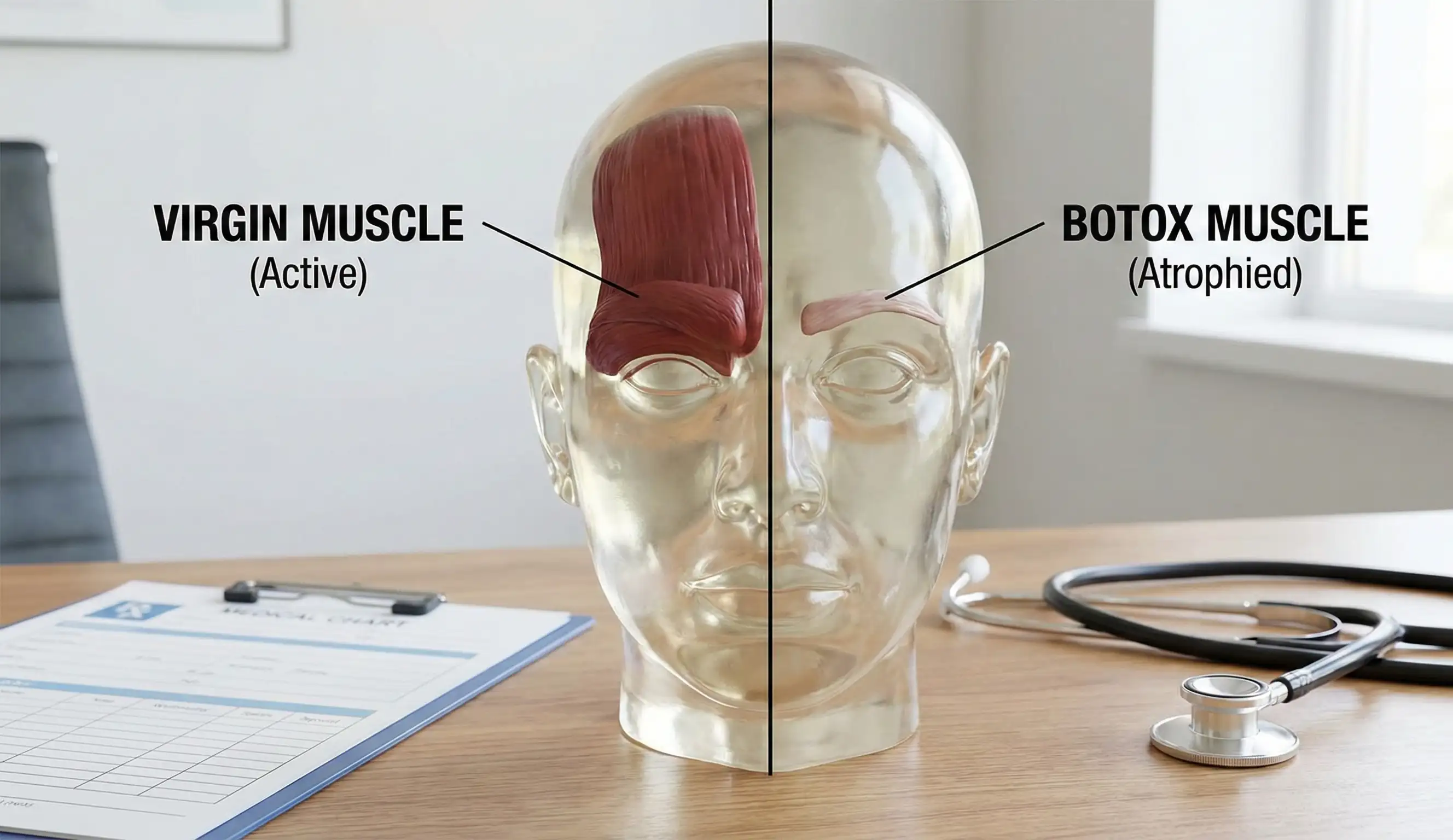 modello anatomico muscolo vergine vs muscolo atrofiato