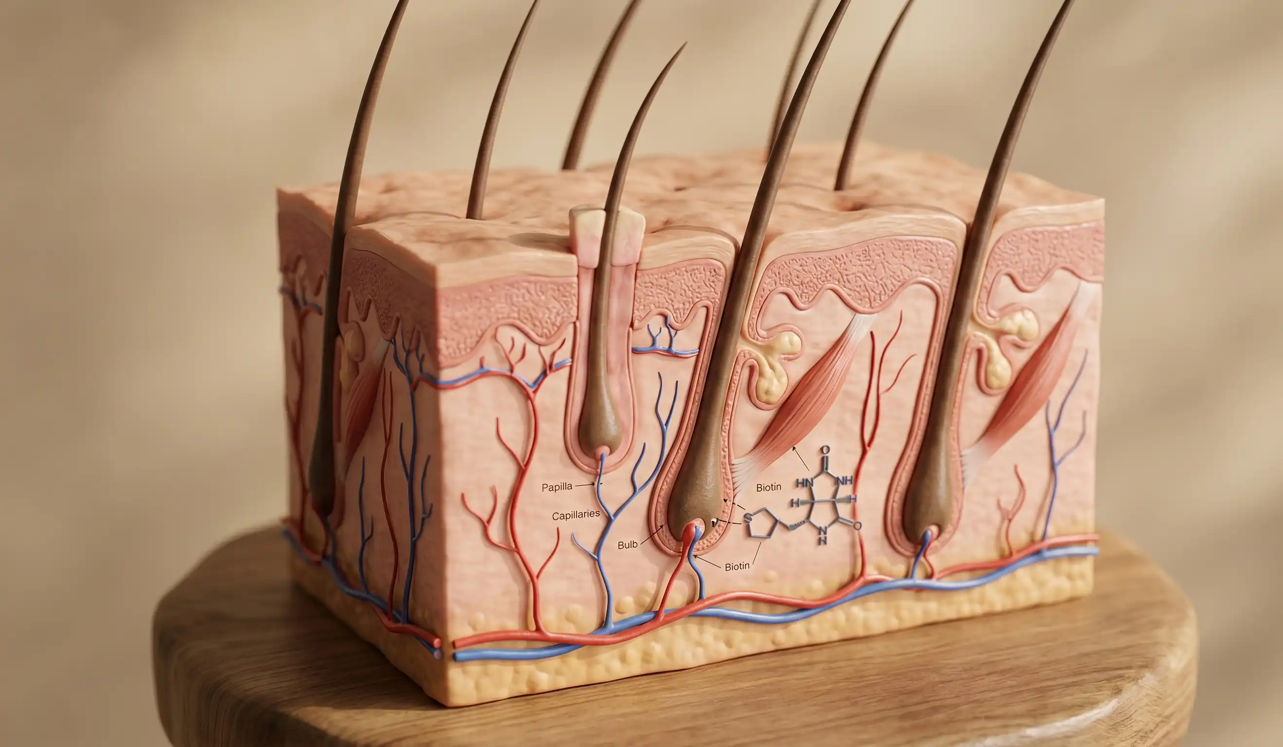 anatomical model hair follicle biotin graft