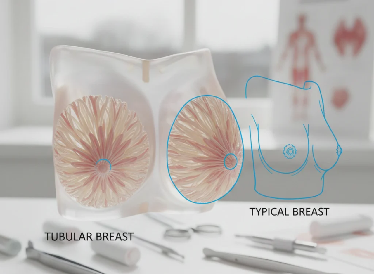 tubular breasts anatomical model narrow base