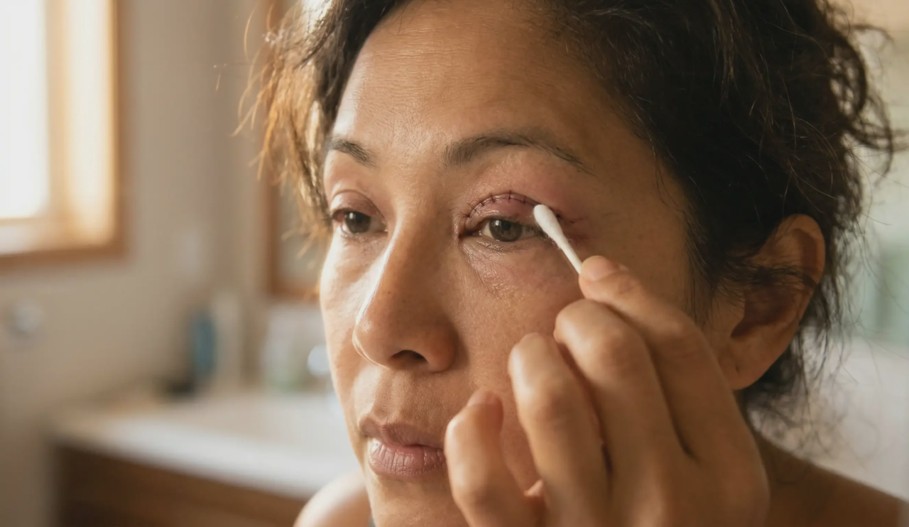 macro eyelid cleaning post blepharoplasty