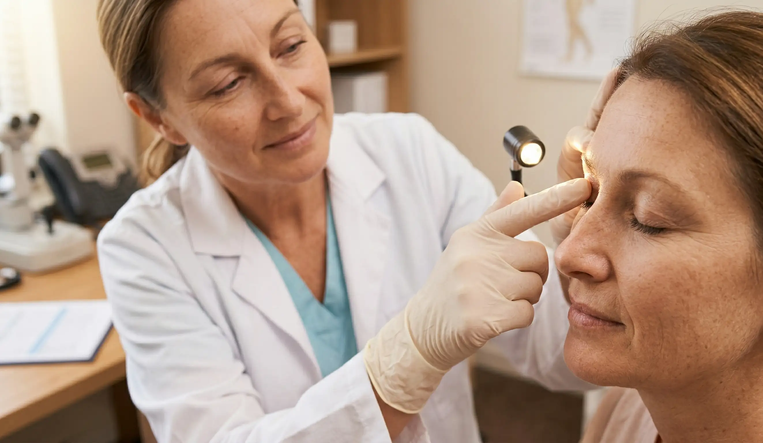 clinical blepharoplasty crows feet examination