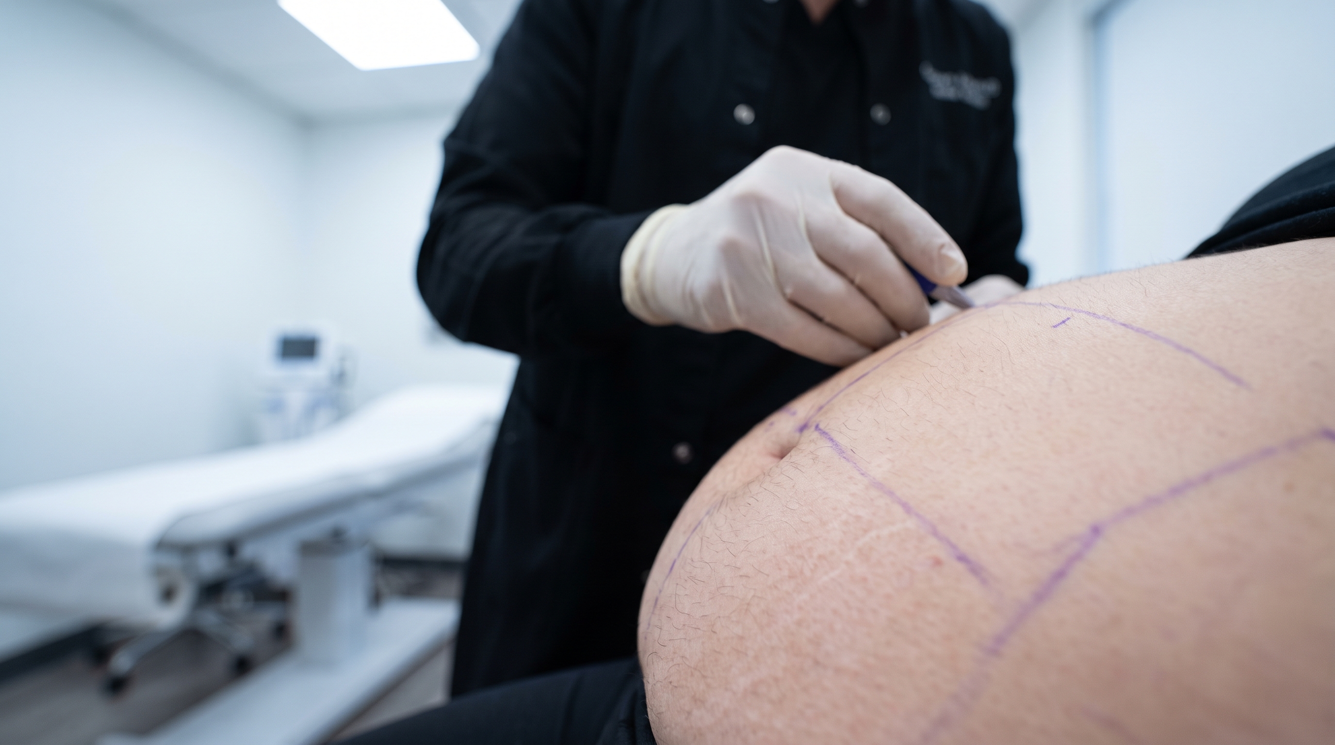 Torso experiencing peak swelling and tightness 48-72 hours after Lipo 360 liposuction.