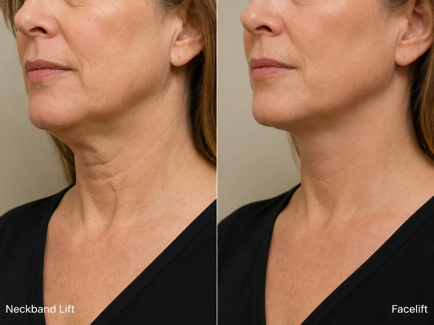 neckband lift and facelift results comparison