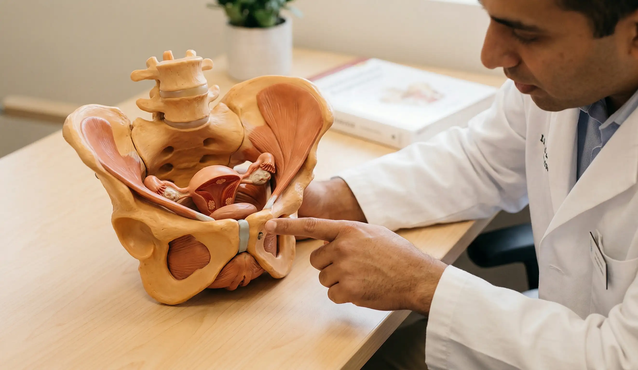 Pelvis anatomisi modeli, labioplasti sonrası tampon kısıtlaması açıklaması