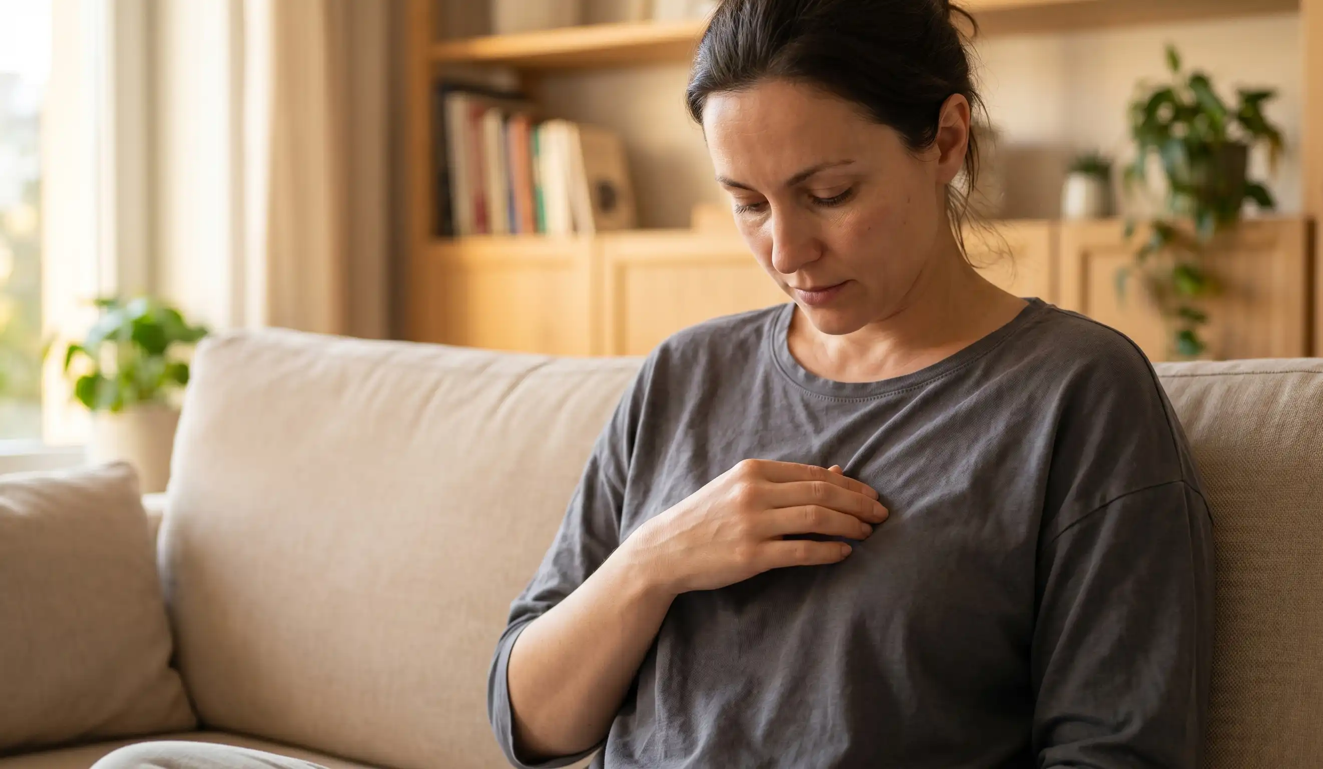 woman contemplating upper body shape